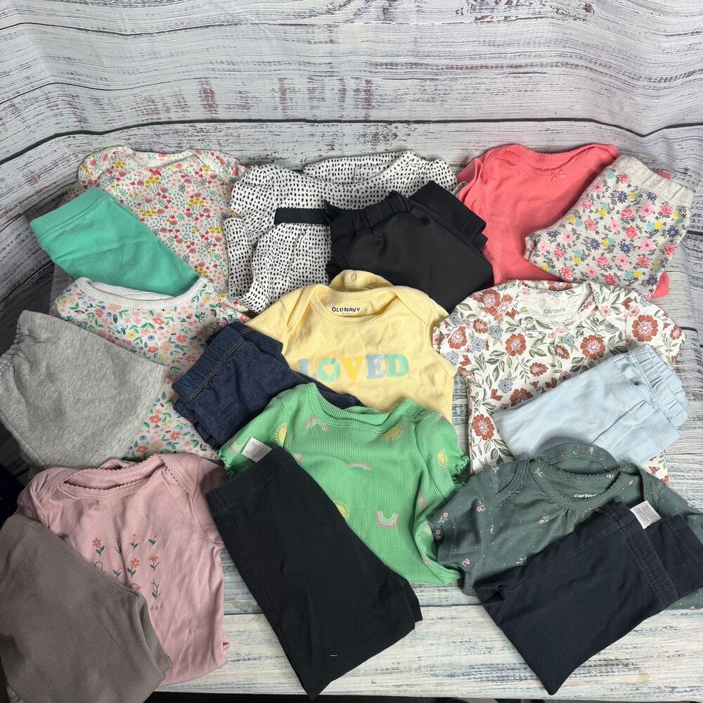 Baby Girl 12M Clothing Lot 9 Outfits 18 Pc Carter’s Old Navy Gap Floral